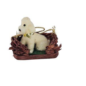 Vintage Poodle On Bed Dog Christmas Ornament